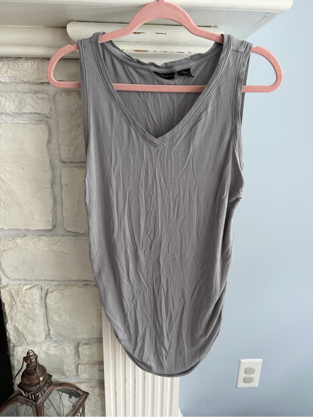 Tahari Sleeveless V-Neck Maternity Tank Gray
